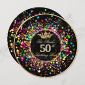 PixDezines Dazled/レインボー50誕生日Bash 招待状 (正面/裏面)