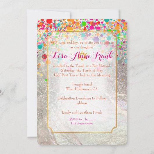 PixDezines dazled/rainbow/バルミツワー 招待状 (裏面)