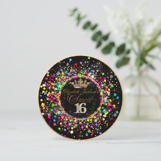 PixDezines Dazled/Rainbow/Sweet+16 招待状 (スタンド正面)