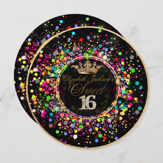 PixDezines Dazled/Rainbow/Sweet+16 招待状 (正面/裏面)