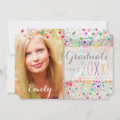 PixDezines Dazzed Rainbow卒業/紙吹雪 招待状 (正面)