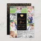 PixDezines Dazzled金ゴールドフェイクハートありがとう サンキューカード (正面/裏面)