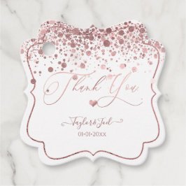 PixDezines Dazzled フェイク ローズゴールド コンフェティ ハート フェイバータグ