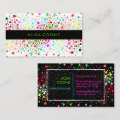 PixDezines dazzled レインボー コンフェッティ/ドット/スペック 名刺 (正面/裏面)