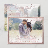 PixDezines dazzled 偽ローズゴールド コンフェッティ 案内ポストカード (正面/裏面)