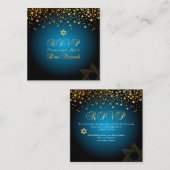 PixDezines DAZZLED GOLD/バースデー・ミツヴァーの出欠確認カード スクエア名刺 (正面/裏面)