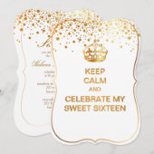 PixDezines dazzled/keep calm/Sweet 16/faux gold 招待状 (正面/裏面)