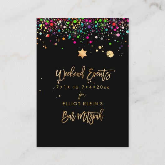 PixDezines Dazzled Rainbow(ユダヤ教の)バル・ミツバー週末イベント エンクロージャーカード (正面)