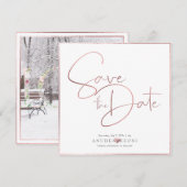 PixDezines DELICATE LOVE フェイク ローズゴールド フォイル セーブザデート (正面/裏面)