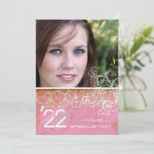 PixDezines Desie Damask/ヴィンテージ+ピンク 招待状 (スタンド正面)