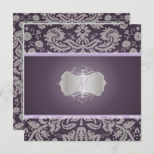 PixDezines DESIERE DAMASK/DIYの背景 招待状 (正面/裏面)