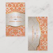 PixDezines desirae damask/orange 名刺 (正面/裏面)