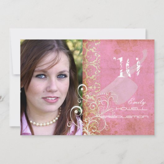 PixDezines Desire Damask/ヴィンテージ+ピンク 招待状 (正面)