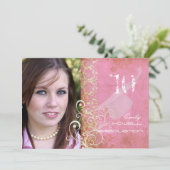 PixDezines Desire Damask/ヴィンテージ+ピンク 招待状 (スタンド正面)