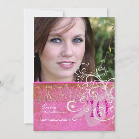 PixDezines Desire Damask/ヴィンテージ/旋回 招待状 (正面)