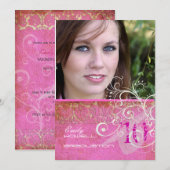 PixDezines Desire Damask/ヴィンテージ/旋回 招待状 (正面/裏面)