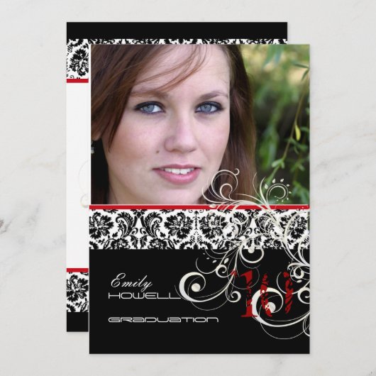 PixDezines DESIRE DAMASK/DIY卒業 招待状 (正面/裏面)