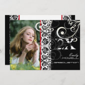 PixDezines DESIRE DAMASK+SWARLS、卒業 招待状 (正面/裏面)