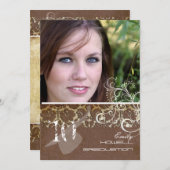 PixDezines Desiree ダマスク+スワール 卒業式 招待状 (正面/裏面)