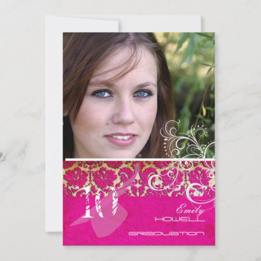 PixDezines Desiree ダマスク/ヴィンテージ/スワール 招待状 (正面)