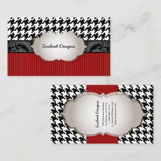 PixDezines DIYの色/パタ千鳥格子のーン 名刺 (正面/裏面)