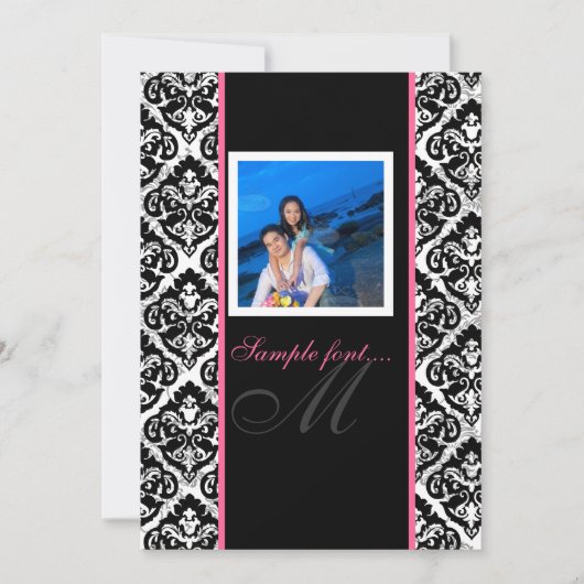 PixDezines diyイベント...モノグラムolivia damask 招待状 (正面)