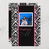 PixDezines diyイベント...モノグラムolivia damask 招待状 (正面/裏面)