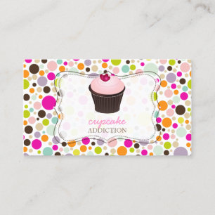 PixDezines diyカップケーキ+レインボー水玉模様 名刺