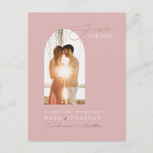 PixDezines DIYカラーアーチフレームダスティピンク救クTh ポストカード (正面)