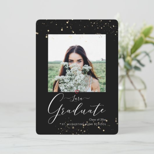 PixDezines DIYカラータイポグラフィ卒業アナウンス 案内状 (スタンド正面)