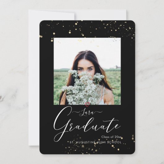 PixDezines DIYカラータイポグラフィ卒業アナウンス 案内状 (正面)