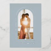 PixDezines DIYカラーダスティブルーアー救チ日付 箔招待状 (正面)