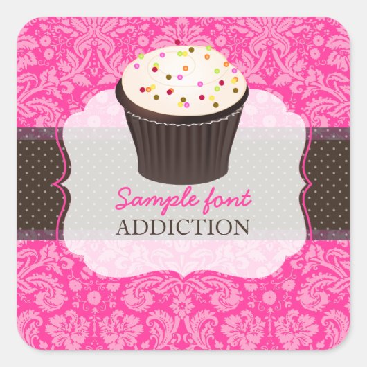 PixDezines diyカラー、カップケーキを振りかける スクエアシール (正面)