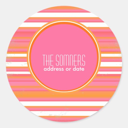 PixDezines DIYカラー、キャンディストライプー製品、 ラウンドシール (正面)