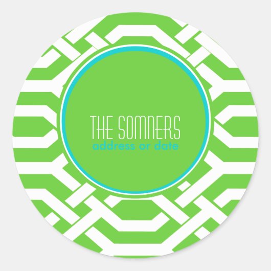 PixDezines DIYカラー、キューtrellis ラウンドシール (正面)