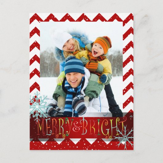 PixDezines DIYカラー/シェブロン写真テンプレートカード シーズンポストカード (正面)