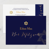 PixDezines DIYカラー/スクリプスタイリッシュト/バー（ユダヤ教の）バル・ミツバー 招待状 (正面/裏面)