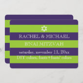 PixDezines DIYカラー/ストライプbnai（ユダヤ教の）バル・ミツバー 招待状 (正面/裏面)
