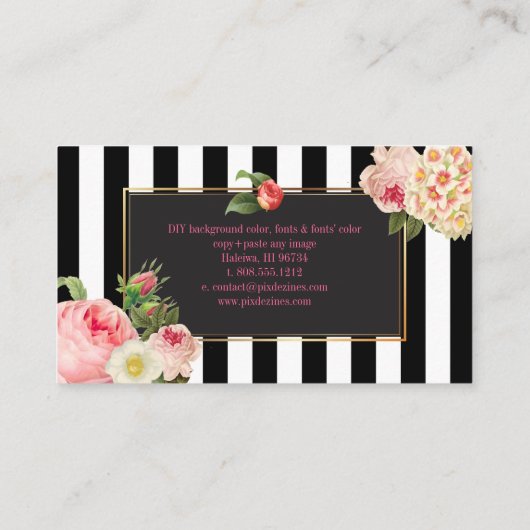 PixDezines DIYカラー/ストライプprimrose/peonies 名刺 (裏面)