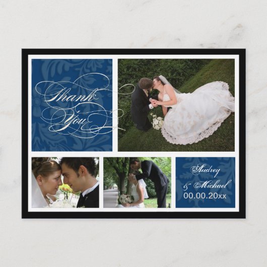 PixDezines DIYカラー/ダマスク写真ありがとう ポストカード (正面)