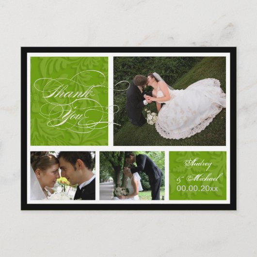 PixDezines DIYカラー/ダマスク写真ありがとう ポストカード (正面)