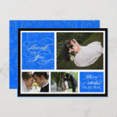 PixDezines DIYカラー/ダマスク写真サンキュー/ブルー ポストカード (正面/裏面)