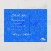 PixDezines DIYカラー/ダマスク写真サンキュー/ブルー ポストカード (裏面)