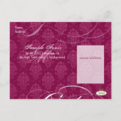 PixDezines DIYカラー、ダマスク卒業 インビテーションポストカード (裏面)