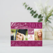 PixDezines DIYカラー、ダマスク卒業 インビテーションポストカード (スタンド正面)