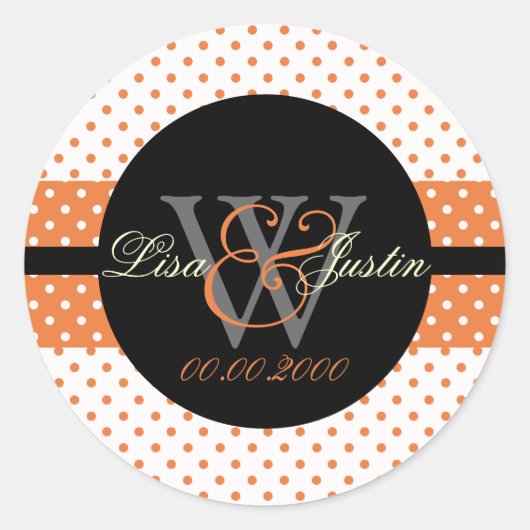 PIxDezines DIYカラー、ドットet al./orange+black ラウンドシール (正面)