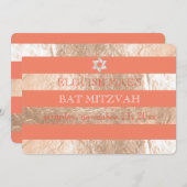 PixDezines DIYカラー/フォイルフェイクズストライプバルミツワー 招待状 (正面/裏面)