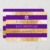 PixDezines DIYカラー/フォイルフェイクズストライプバ(ユダヤ教の)バル・ミツバー 招待状 (正面/裏面)