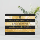 PixDezines DIYカラー/フォイルフェイクバーストライプ（ユダヤ教の）バル・ミツバー 招待状 (スタンド正面)