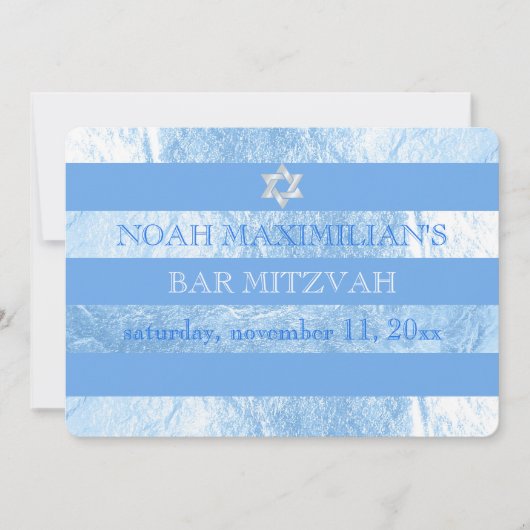PixDezines DIYカラー/フォイルフェイクバーストライプ(ユダヤ教の)バル・ミツバー 招待状 (正面)